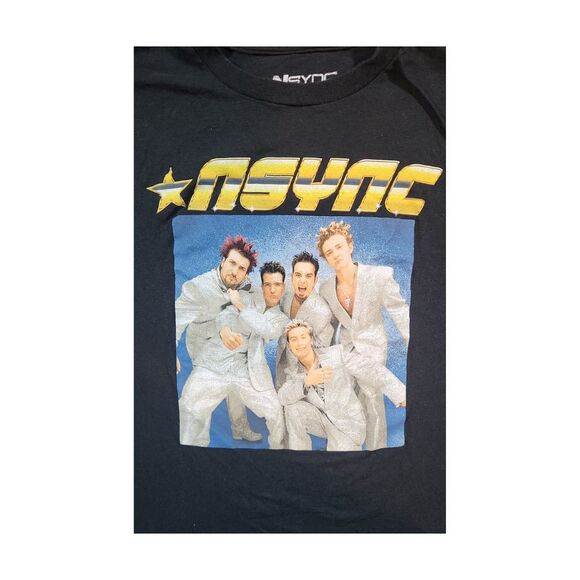*NSYNC Pop Music Boy Band Y2K‎ Unisex Black Crewneck T-Shirt Size Large - Picture 2 of 5